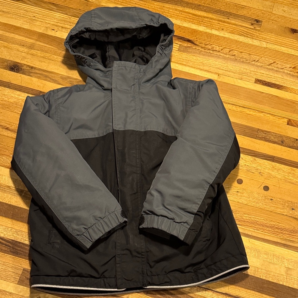 Lands' End Kids' Two-Tone Hooded Puffer Jacket - Gray & Black